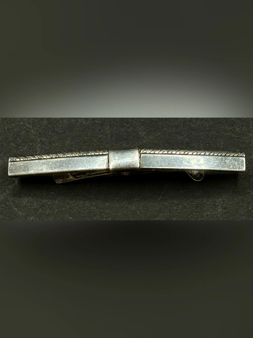 Vintage Hickok Sterling Silver Tie Clip Bar Mid Century Modern Retro 2in